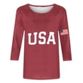 thumbnail image 3 of POIUYTR Women Memorial Day T-Shirts Casual Loose Crewneck 3/4 Sleeve Printed Shirts Holiday Trendy Soft Comfy Solid Color Tops, 3 of 6