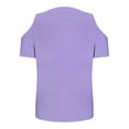 thumbnail image 5 of Women's Short Sleeve Cold Shoulder Basic Tee - Solid Color V-Neck Casual Top with Comfortable Loose Fit for Summer, Limited Time Off, 5 of 6