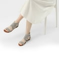 thumbnail image 4 of Womens Summer Stylish Low Wedge Sandals with Elastic Gladiator Ankle Straps, 4 of 5