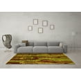 thumbnail image 3 of Ahgly Company Machine Washable Indoor Round Abstract Yellow Modern Area Rugs, 6' Round, 3 of 4