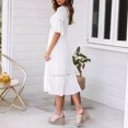 thumbnail image 3 of Women Fashion White Deep V Lace Splicing Dress Wedding Party Elegant Dress plus Size Dresses for Women Summer Wrap Dresses Summer Midi Dress for Women Dress Casual Summer Short Sleeve Solid Tie Dress, 3 of 7