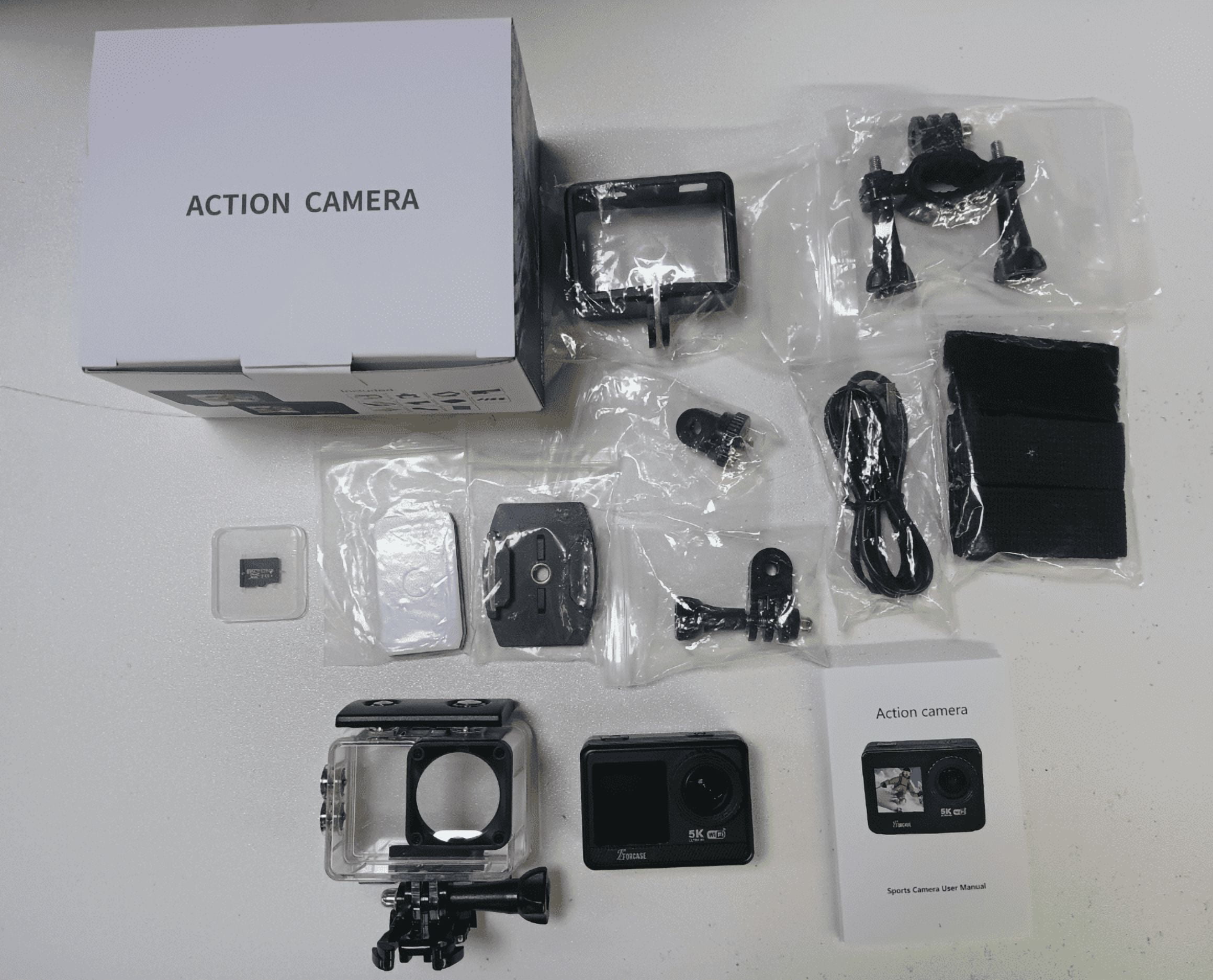VERDALAY WiFi Waterproof Action Camera 5K 30FPS Sports Camera for Vlogging/Video Recording 12MP Camera Dual Touchscreen with APP Control 128G SD Card