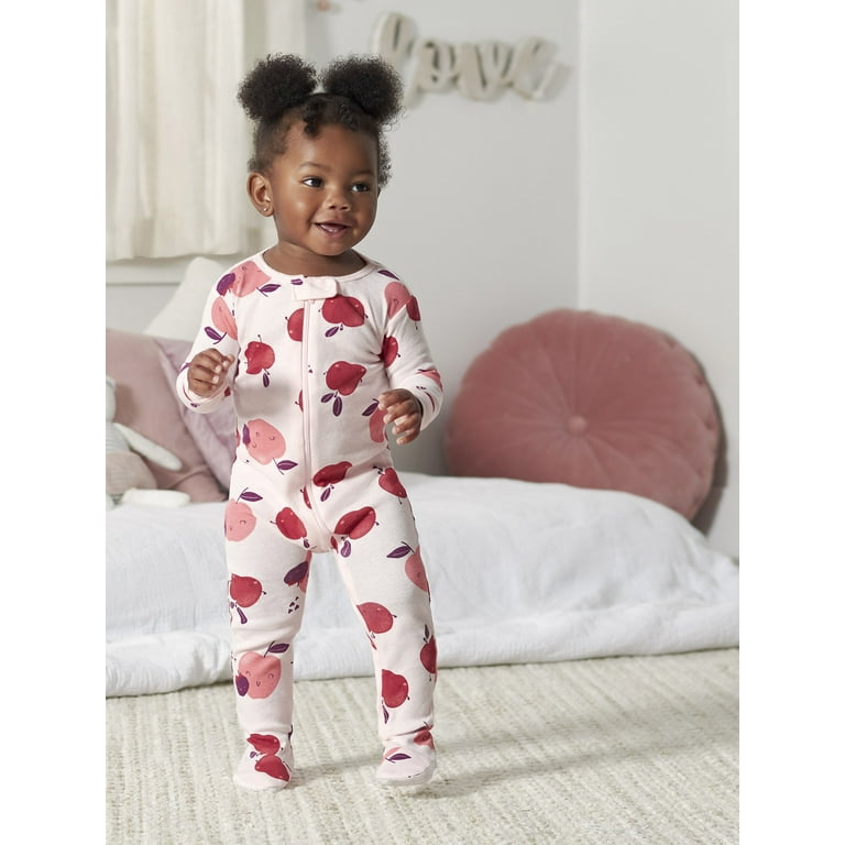 Gerber Baby Toddler Girl Snug Fit Footed Cotton Pajamas 4 Pack