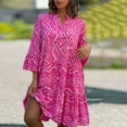 thumbnail image 2 of ICHUANYI Womens Summer Dresses V Neck Long Lantern Sleeve Ploral Print Ruffle A-Line Casual Dress, 2 of 7