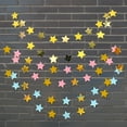 thumbnail image 2 of Nvzi-a 2Pack 13 Feet Glitter Star Garland Banner Decoration Bright Hanging Bunting Banner Star Backdrop for Graduation Halloween Wedding Birthday Festival Party Decorations，Golden, 2 of 4