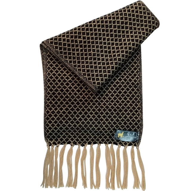 Bufanda Artesanal AlpacaBlackBeige 1Pza Negro/Beige 170cm x 21cm Hechas a Mano Alpaca.
