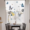 thumbnail image 3 of Gray Blue Flowers Balloon Curtains for Bedroom/Front Door/Bathroom, Watercolor Floral Butterflies Spring Tie Up Curtains 63 Inch Length Light Filtering Kitchen Curtains Shades for Windows 46"x63", 3 of 8