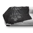 thumbnail image 3 of Eat Drink and Be Merry Soft Flannel Fleece Blanket, Inspiration Calligraphy on Grunge Chalkboard Coffee Hearts, Cozy Plush for Indoor and Outdoor Use, 70" x 90", Charcoal Grey White, by Ambesonne, 3 of 6