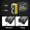thumbnail image 2 of 2-Pack Rechargeable 9 Volt Lithium-ion Batteries, 1300mAh Long Lasting Power, USB-C Recharge with 2 in 1 Charging Cable for Smoke Alarms,Multimeters,Microphones,Walkie-Talkie,Toys, 2 of 6