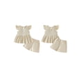 thumbnail image 2 of AceBaby Toddler Baby Girls Summer Outfits, 6M-5TRuffled Sleeve Bow T-Shirt and Shorts  2Pcs Set Clothes, 2 of 9