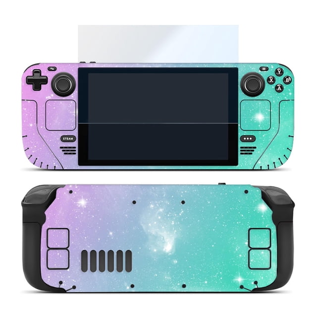 Skin Wrap Decal Cover for Steam Deck Protective Sticker with One Piece HD Glass Screen Protector for Handheld Gaming PC (Multi)
