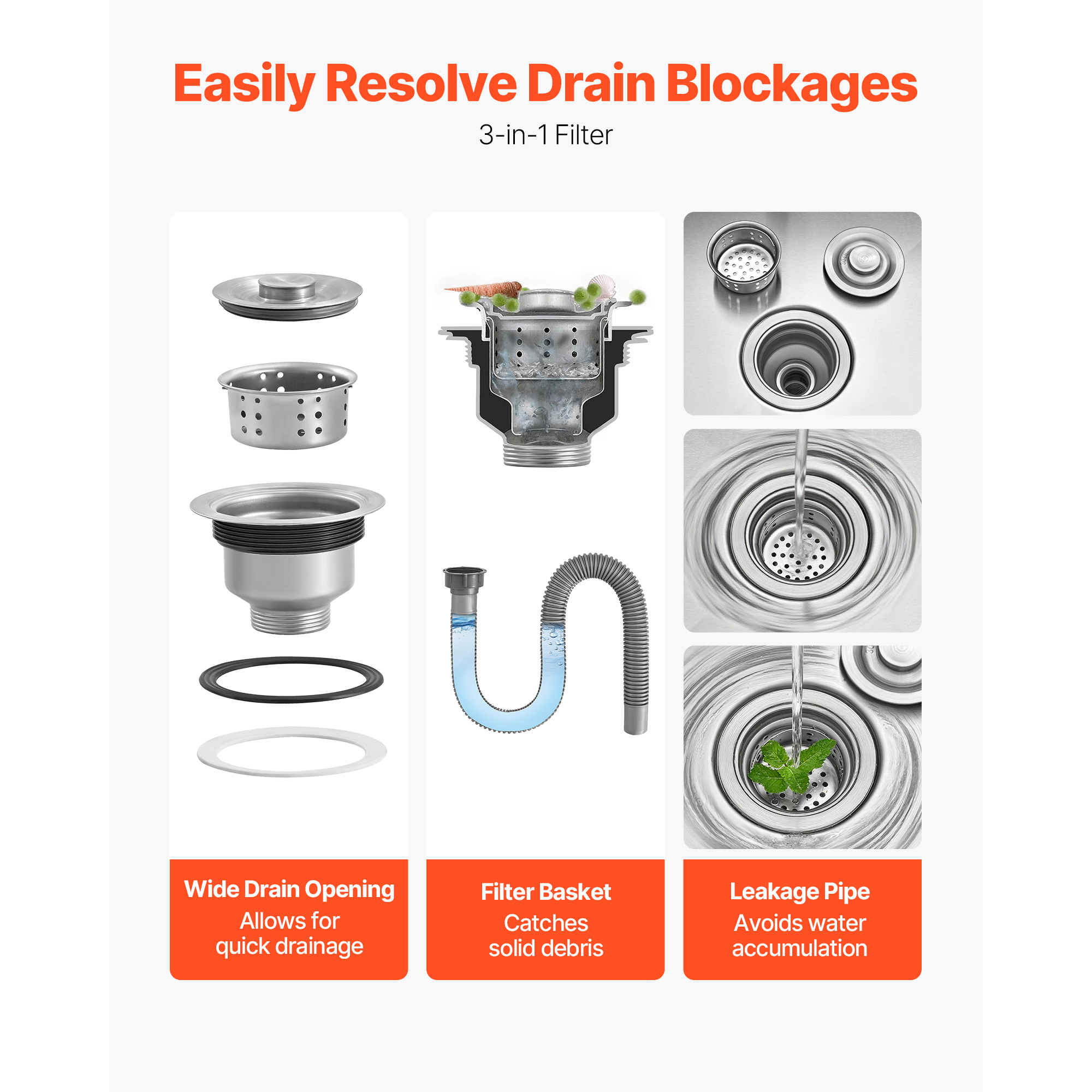 KFFKFF Stainless Steel Wall-Mounted Mop Sink, 22 x 19 x 12 in, 304 Stainless Steel Construction, Includes Backsplash, Multi-Function Filter, and X-Shaped Drainage Design,Ideal for Balcony or Bathroom