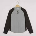 thumbnail image 4 of Handshe Men's Suede Fleece Shirt, Retro Style with Drawstring and Half Placket, Stand Collar Long Sleeve Pullover for Casual Wear, 4 of 6