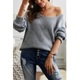 thumbnail image 1 of Pull Tricoté à Col Rond Gris pour Femmes, 1 of 12