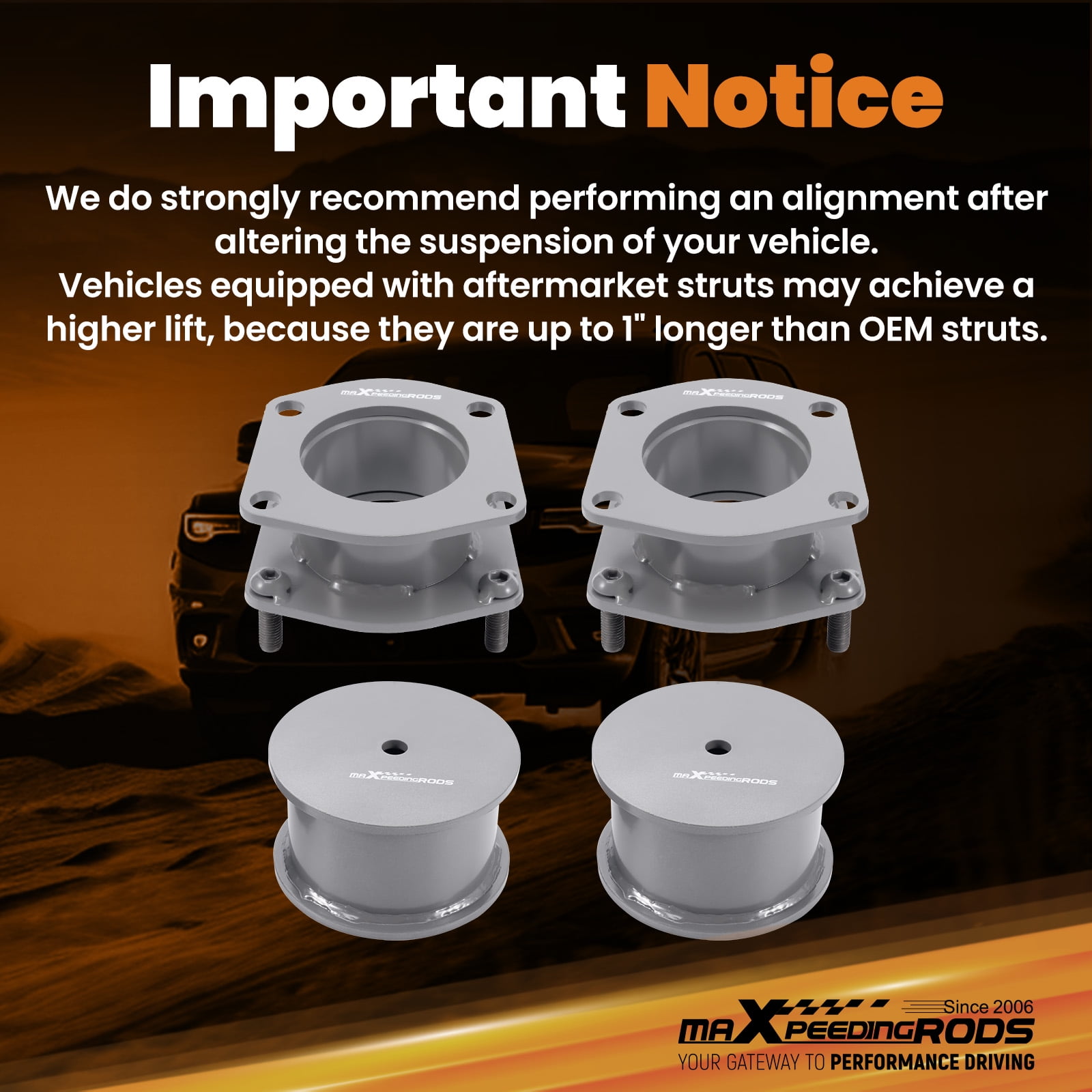 maXpeedingrods 3" Lift Kit for Jeep Grand Cherokee WK 2005-2010, Commander XK 2006-2010 2WD 4WD, Gray