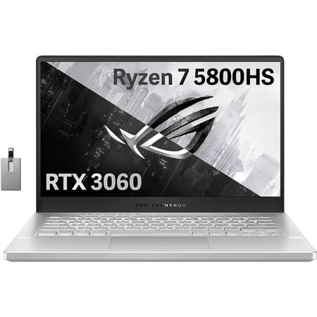 ASUS ROG Zephyrus G14 Laptop, 14" FHD 144Hz Gaming Laptop, AMD Ryzen 7-5800HS, NVIDIA GeForce RTX 3060 6G Graphics, 16GB RAM, 512GB PCIe SSD, Backlit Keyboard, Win 11 Pro, White, 32GB USB Card