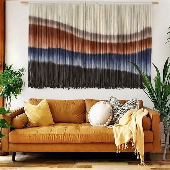 Large Macrame Wall Hanging Tie-Dye Boho Wall Art Fiber Art Decor for Living Room Bedroom or Backdrop 57" W x 35" L