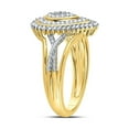 thumbnail image 3 of Solid 10k Yellow Gold Round Diamond Concentric Teardrop Cluster Engagement Wedding Anniversary Ring Band 1/4 Ct. - Size 6, 3 of 5