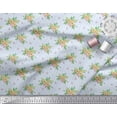 thumbnail image 2 of Soimoi Blue Poly Georgette Fabric Stripe & Anemone Floral Printed Fabric 1 Yard 52 Inch Wide, 2 of 6