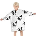thumbnail image 3 of Cute Bulldog Blanket Hoodies for Kids 6-13YR Oversize Wearable Blanket Hoodies for Boys Girls Teens, 3 of 7