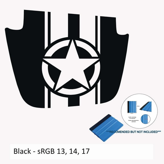 Collectible Decals Alpha Romeo Military Star & Stripes Blackout Hood Decal for JL/JT Sport/Sahara 2018-Present Models