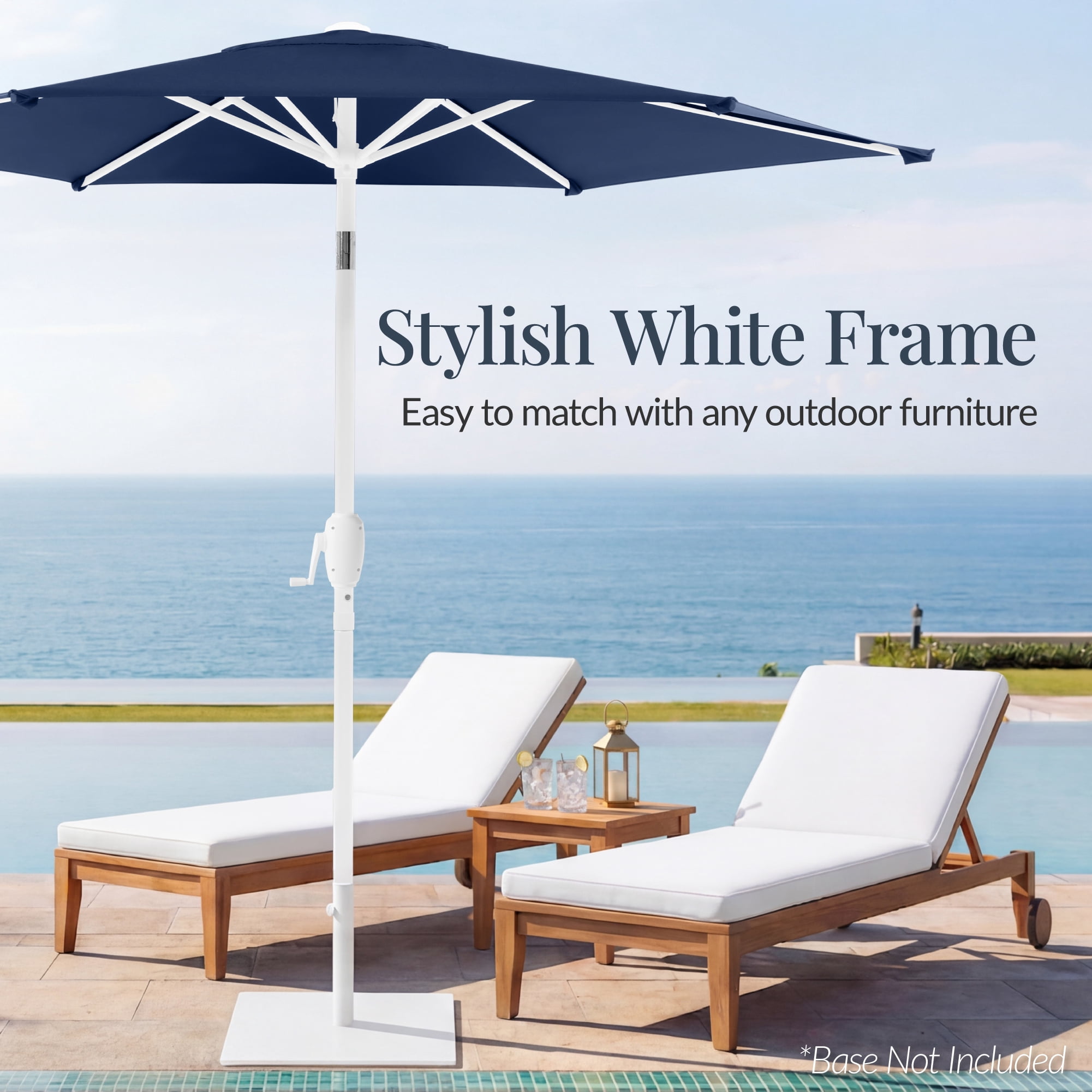 Best Choice Products 7.5ft Patio Umbrella White Pole, Outdoor Market Umbrella Steel Pole - Navy
