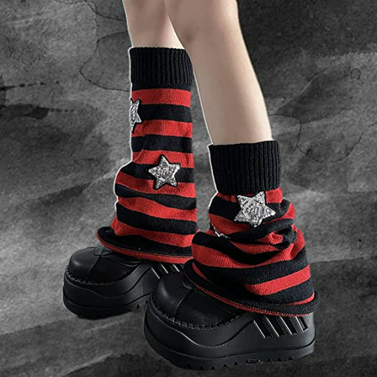 Jkerther Women Knit Long Leg Warmers Boot Socks 90s Winter Ribbed Gothic  Crochet Leg Warmer for Party Dance