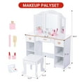 thumbnail image 3 of Kids Vanity Set with Mirror,2 in 1 Princess Makeup Dressing Table and Stool Set with Drawer, Girls Vanity Table,Girls Pretend Play Vanity Set for Kids Age 3-9, 3 of 7