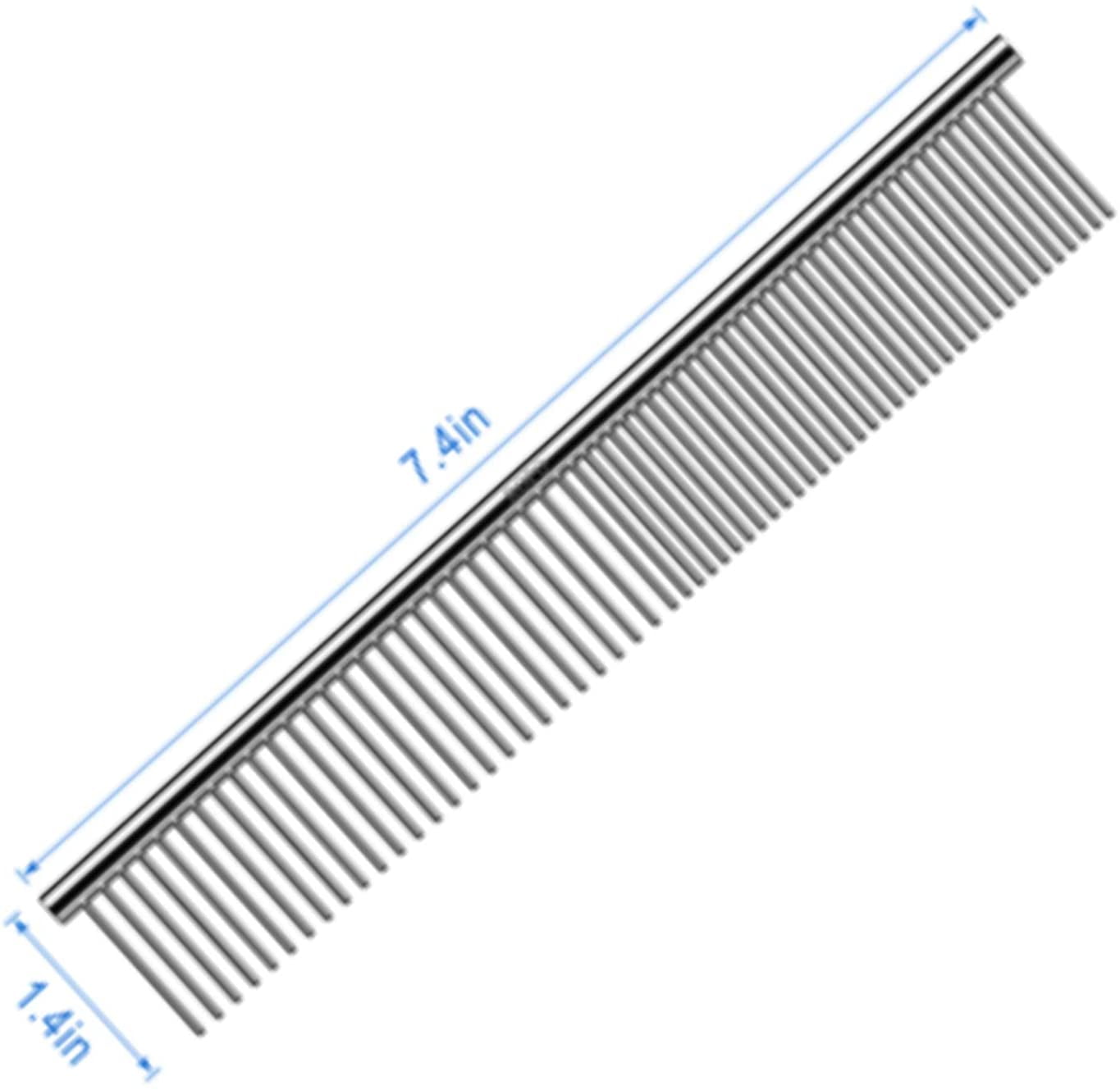 pet Dog cat Grooming Comb ROPO Pet Steel Comb Used to Remove tangles and Knots of Long-haired and Short-haired Dogs 7.51.4in Multi-Color Dog Comb Stainless Steel Teeth 