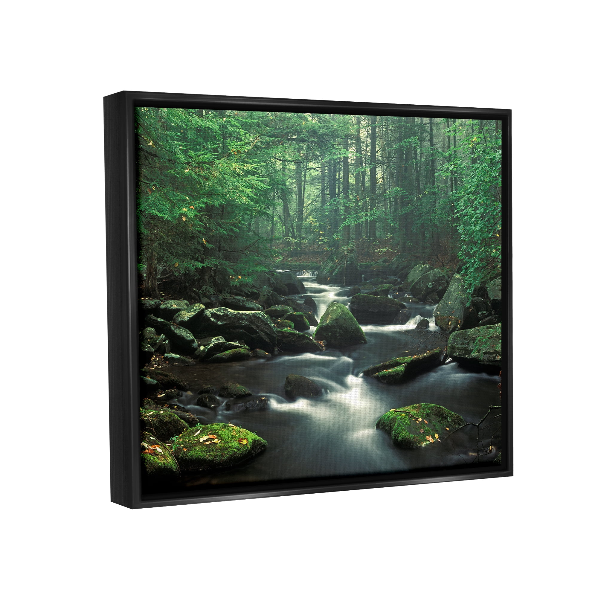 Stupell Industries Woodland Creek Landscape Nature Photography Black Floater Framed Art Print Wall Art, 21 x 17