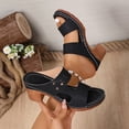 thumbnail image 6 of Xfvqtps Block Heel Sandals for Women Chunky Heel Casual Shoes Cutout Comfortable High Heel Peep Toe Slides Slippers, 6 of 9
