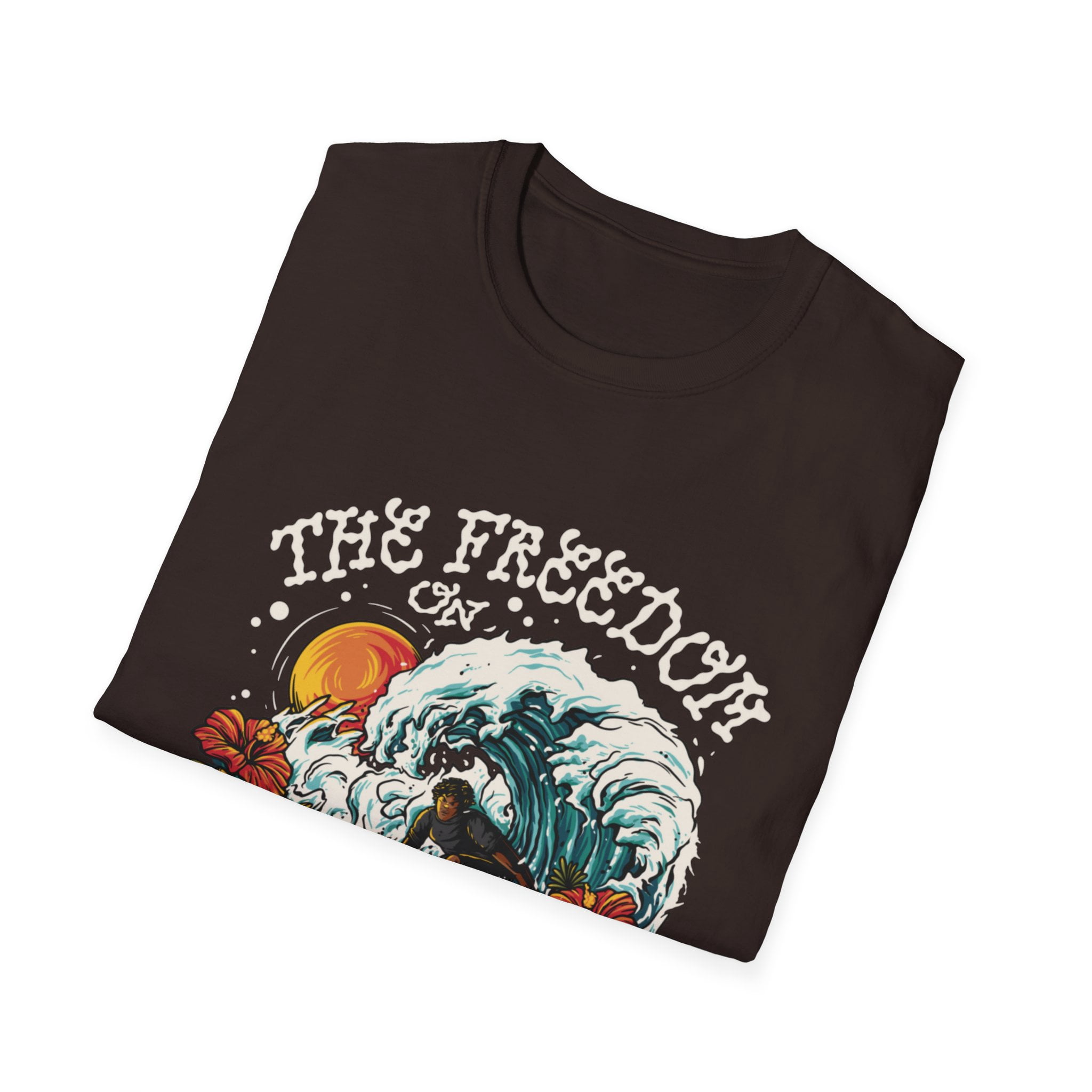The Freedom On The Waves Surf Lover Novelty Graphic Unisex Softstyle TShirt