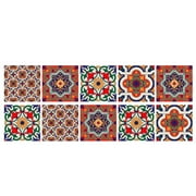 10 Pcs Flooring Sticker Peel and Stick Arab Mediterranean Style Floor Tile Self Adhesive Waterproof Sticky Tiles for Living Room Bedroom Bathroom Linoleum Flooring 8" x 8"