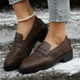 thumbnail image 4 of PPCHVOMEY Comfort Loafers Shoes for Women Platform Chunky Loafers Slip On Casual Shoes Dressy Flats Vintage Fashion Loafers with Arch Support, 4 of 7