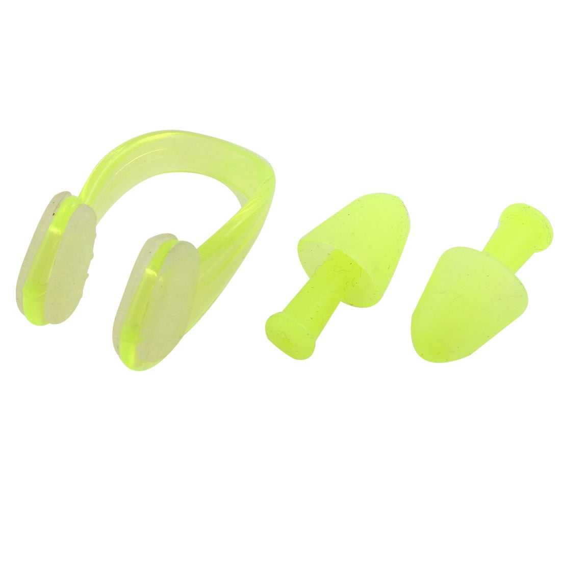 Water Swimming Sporting Protector Tool Soft Earplugs + Nose Clip Yellow 2 in 1