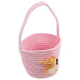 thumbnail image 3 of Pink Cotton Rope Woven Basket for Home Use Decorative Storage with Handle 12.5 x 12.5 x 10 inches, 3 of 5