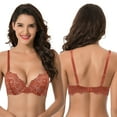 thumbnail image 3 of Curve Muse Women's Underwire Plus Size Push Up Add 1 and a Half Cup Lace Bras-2PK-Cream,Rust-40B, 3 of 7