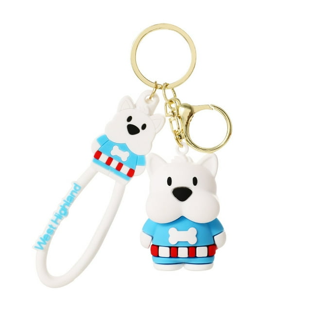 Llavero con dibujos animados de perro West Highland Terrier, aleación de PVC