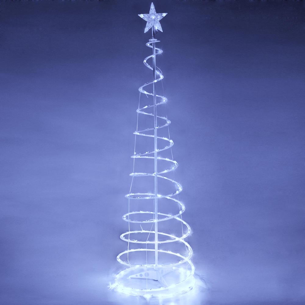 6ft 182 LED Spiral Christmas Tree Light Star Topper Cool White Battery