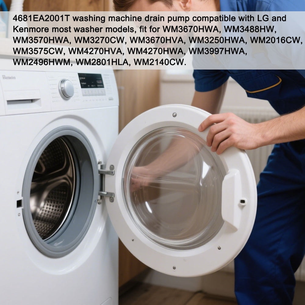 4681EA2001T Washing Machine Drain Pump, Plastic Washing Machine Accessories Compatible with LG and Kenmore Washer Models