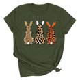 thumbnail image 5 of VBTAPA Novelty Graphic Tees for Women Happy Easter Bunny Print T-Shirt Cute Leopard Rabbit Tee Tops Prime Sales of The Day Army Green XXXL, 5 of 6