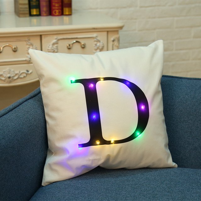Funda de almohada luminosa con letras Puntoco, funda de almohada luminosa con Led, funda de almohada navideña para sofá Puntoco Puntoco-852