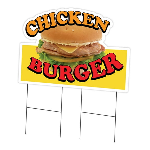 SignMission C-DC-2436-DS-Chicken Burger19 24 x 36 in. Yard Sign & Stake - Chicken Burger