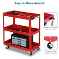 thumbnail image 4 of Aukfa 3-Tier Utility Cart on Wheels, 450 lb Heavy Duty Rolling Tool Cart for Warehouse, Garage, Red, 4 of 10