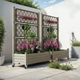 thumbnail image 6 of Uforic Large Planter Box Trellis, Outdoor Raised Garden Bed with Drain Plug and Lockable Wheels,for Climbing Plants, 3.6x1.5x5 FT-Light Brown, 6 of 8