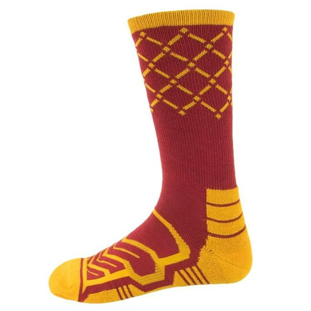 Brybelly SSOC-003L Chaussettes de Compression de Basket-Ball&44; Rouge & Jaune - Grande