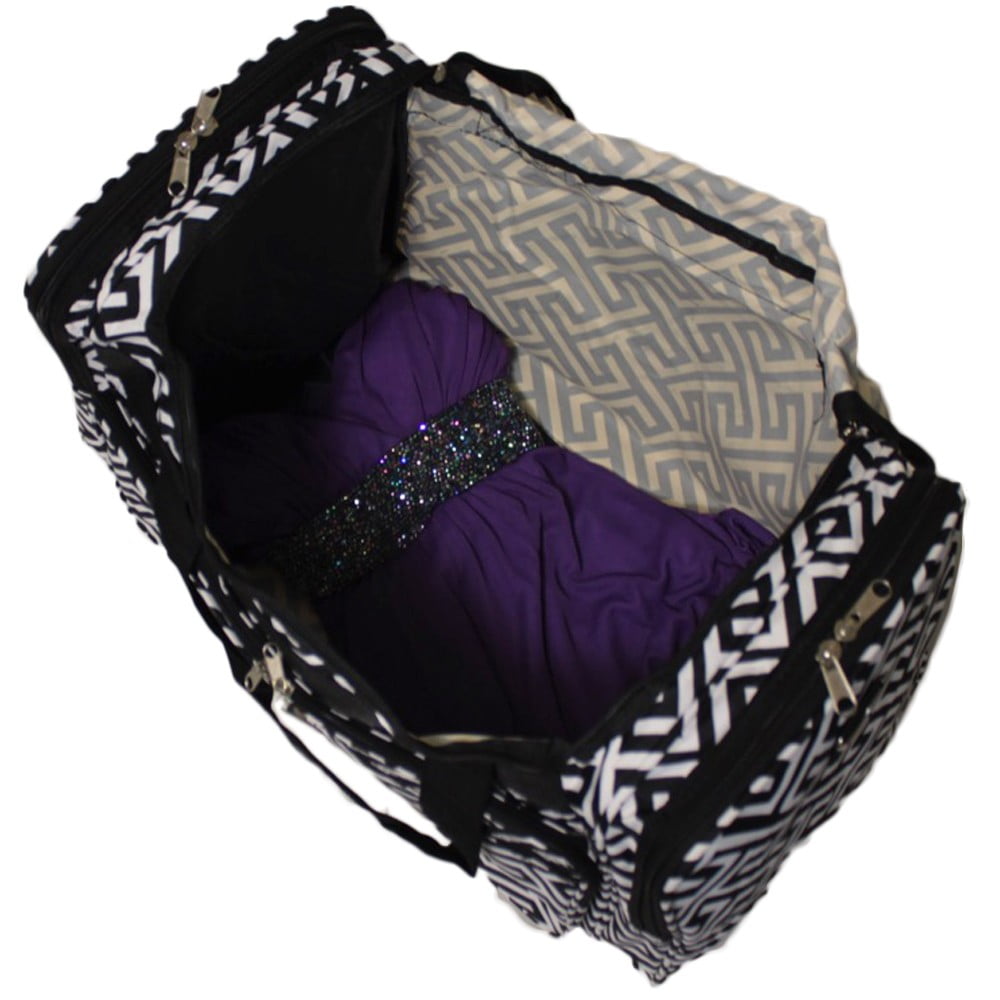 CalBags Classic Prints 19-inch Duffel Bag, Greek Key Black White