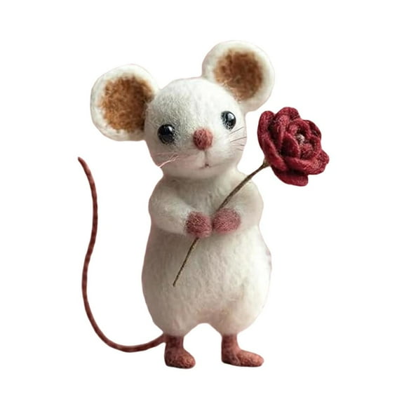 NOVELAR Miniature Felt Mouse Figurine, 3.15 Inches High, Whimsical Accent for Nursery or Office, Ideal as a Thoughtful Gift