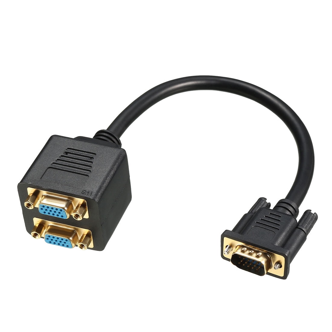 VGA Splitter Cable 1 Male to 2 Female Y Video Cable 1ft 30cm Black for