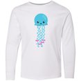 thumbnail image 3 of Inktastic Blue Jellyfish, Cute Jellyfish With Pink Ribbons Long Sleeve Youth T-Shirt, 3 of 5